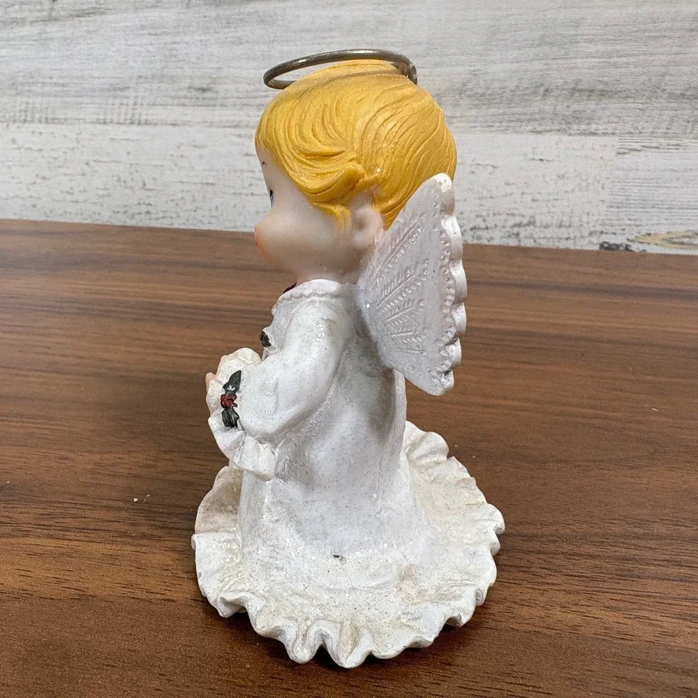 Vintage Enesco Ruth Morehead Holly Babes Christmas Angel Ornament Mouse 1986
